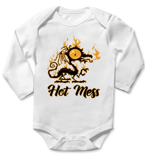 Hot Mess Crispy Dragon Long Sleeve Baby One-Piece