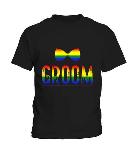 Mens Bachelor Party Shirt Gay Pride Rainbow Bow Tie Groom Kids T-Shirt