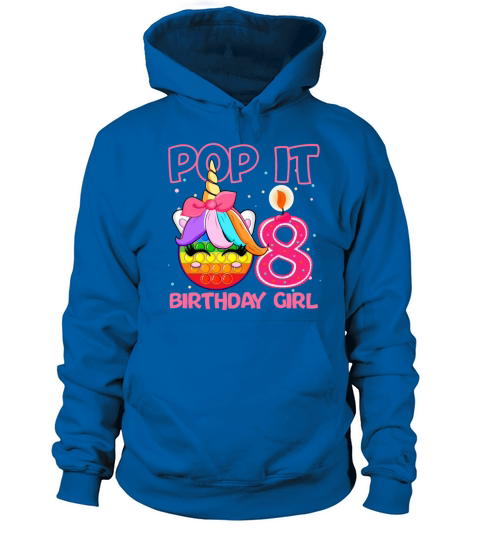 Birthday Girl Pop It 8th Birthday Unicorn Fidget Women's Hoodie