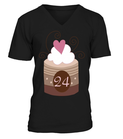 24th Birthday 24 Cake Fun Men's V-Neck T-shirt