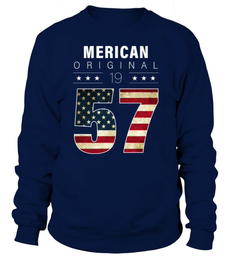Merican Original 1957 65th birthday American Flag Women's Sweatshirt
