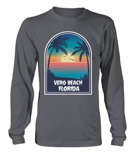 Vintage Vero Beach Florida Retro 80s Summer Travel Men's Long Sleeve