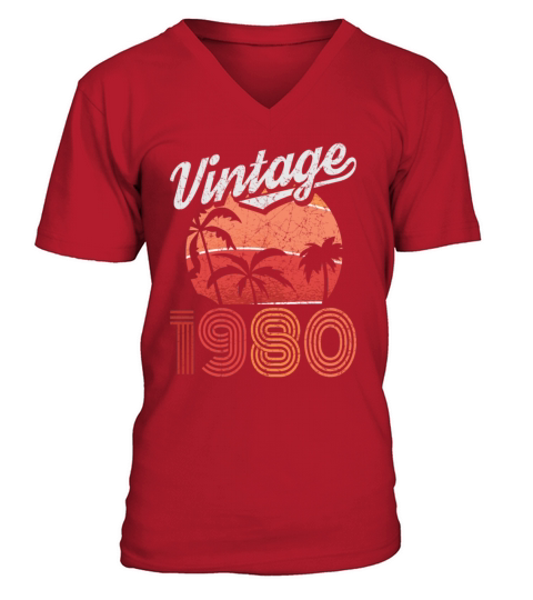 1980 Vintage born in Retro age Birthday gift idea Men's V-Neck T-shirt
