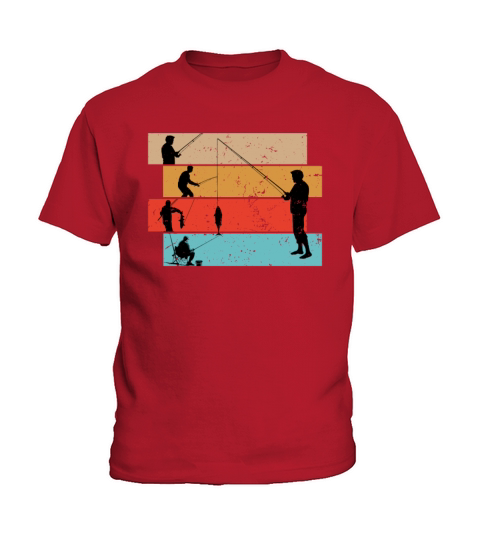 Fishing silhouette vintage Kids T-Shirt