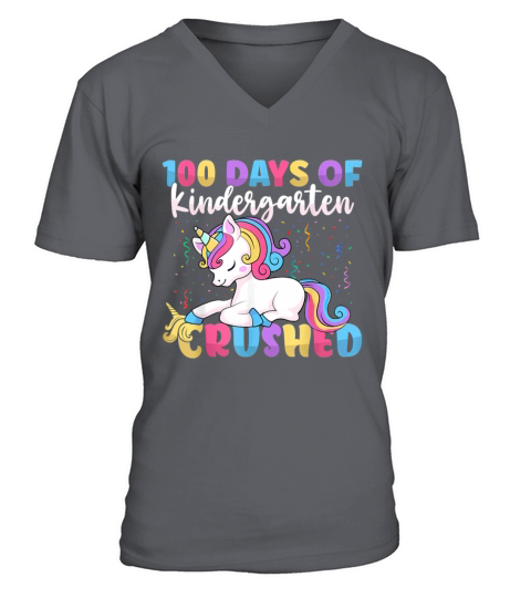 100 Days of Kindergarten Crushed Boys Cute Unicorn Men's V-Neck T-shirt