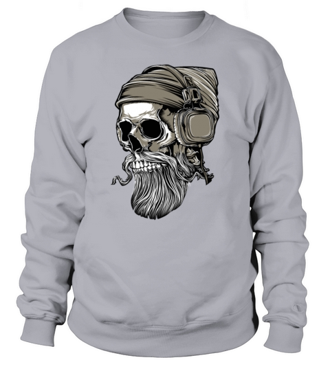 hipster bearded skull with headphones T-Shirt Sweatshirt Unisex