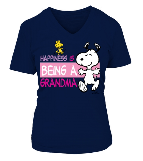 Peanut Snoopy Happiness Is Being A Grandma Gift Te Women's V-Neck T-shirt