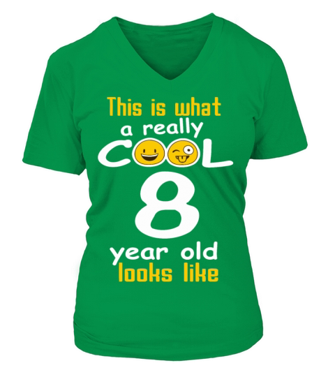 This is what a really cool 8 year old looks like Women's V-Neck T-shirt