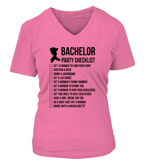 Bachelor Party Checklist V-neck T-Shirt Woman