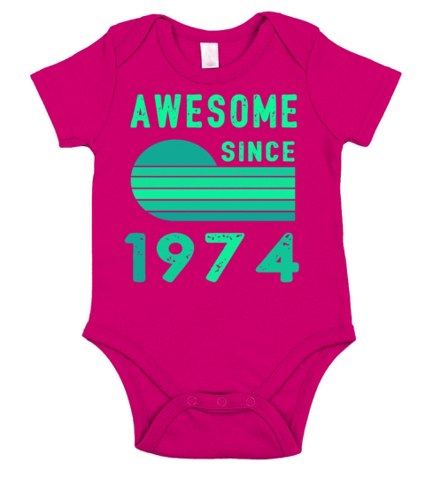1974 Birthday Retro Vintage Gift age Short Sleeve Baby One-Piece