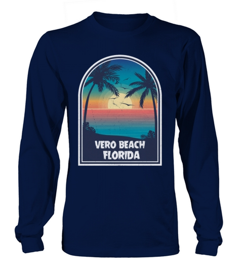 Vintage Vero Beach Florida Retro 80s Summer Travel Women's Long Sleeve