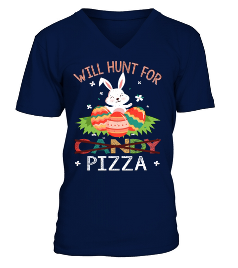 Pizza Kawaii Bunny Easter Day Easter Sunday V-Neck T-shirt