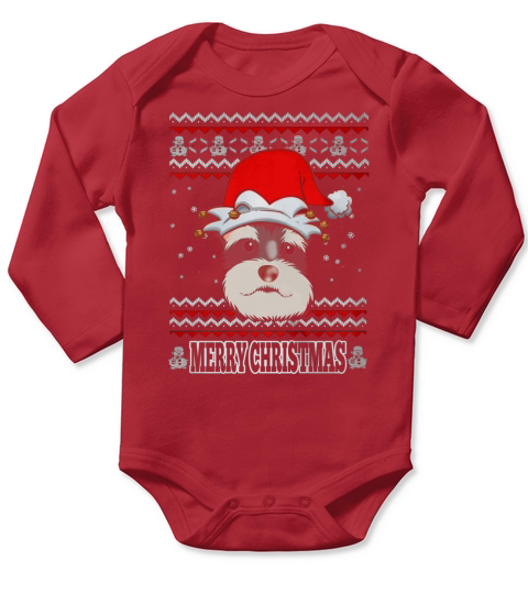 Merry Christmas Dogs schnauzer Long Sleeve Baby One-Piece