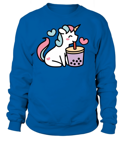 Cute Unicorn Sipping Bubble Tea - Kawaii Taro Boba Women's Sweatshirt