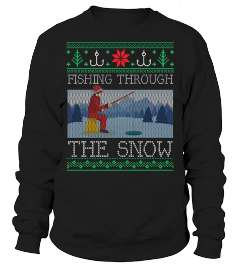 Christmas Ice Fishing Through Snow Ugly Christmas Women's Sweatshirt