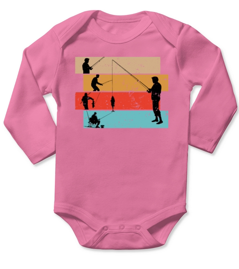 Fishing silhouette vintage Long Sleeve Baby One-Piece