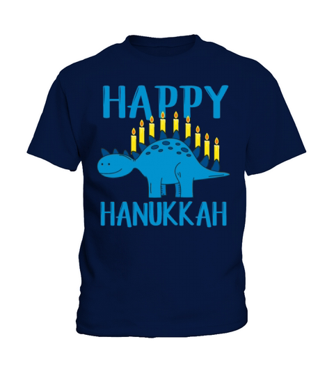 Happy Hanukkah - Blue Dinosaur Kids T-Shirt