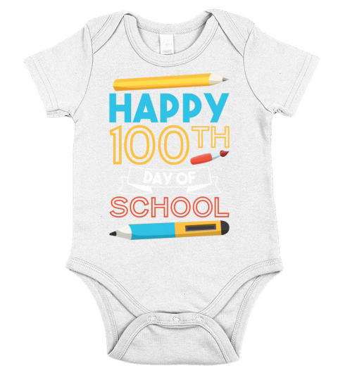 Happy 100th Day Of School Short Sleeve Baby One-Piece