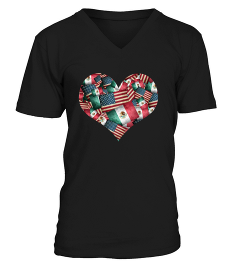 Mexican American Flags Men's V-Neck T-shirt