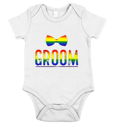 Mens Bachelor Party Shirt Gay Pride Rainbow Bow Tie Groom Short Sleeve Baby One-Piece