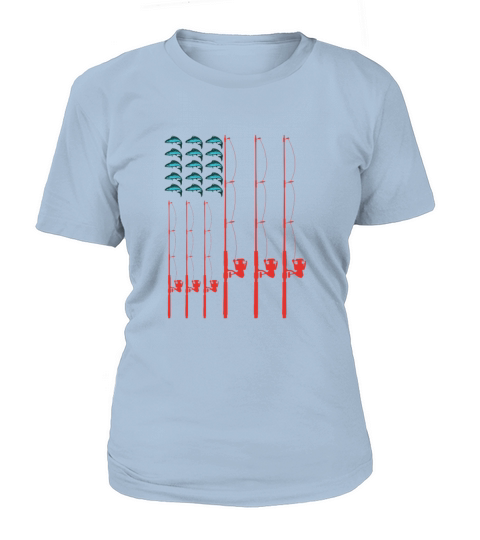 American Flag Fishing Graphic With Salmon Fish Women's T-Shirt