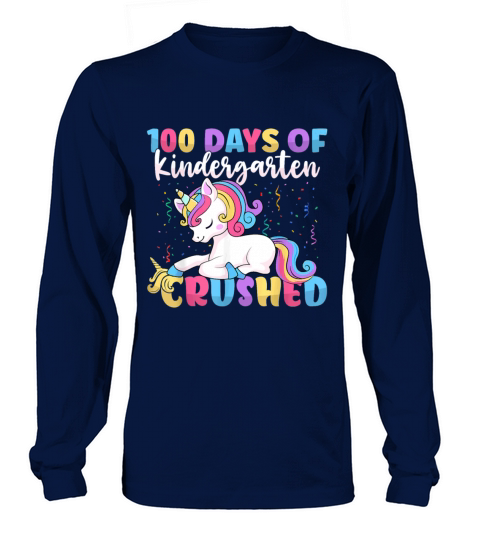 100 Days of Kindergarten Crushed Boys Cute Unicorn Men's Long Sleeve