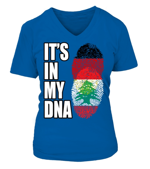 German And Lebanese Mix DNA Flag Heritage Women's V-Neck T-shirt
