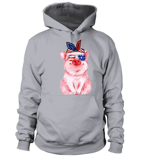 Vintage Patriot Pig Tshirt 4th of July American Women's Hoodie