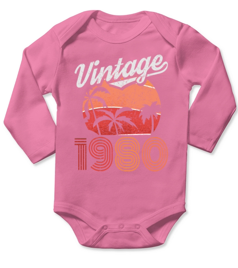 1980 Vintage born in Retro age Birthday gift idea Long Sleeve Baby One-Piece