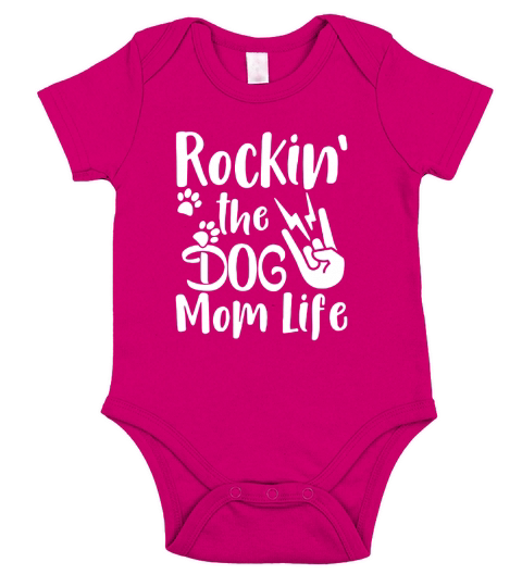 Rocking The Dog Mom Life T-shirt Funny Gift For Pet Lovers Short Sleeve Baby One-Piece