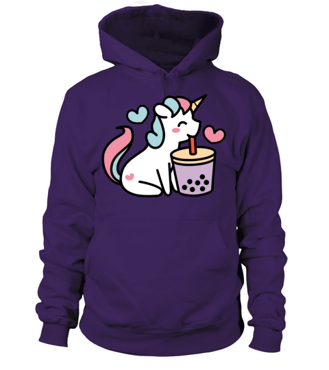 Cute Unicorn Sipping Bubble Tea - Kawaii Taro Boba Men's Hoodie