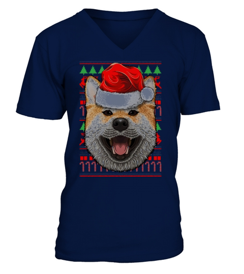 Christmas Shiba Inu Santa Hat Cute Dog Ugly Men's V-Neck T-shirt