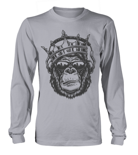 Cool headphone gorilla with crown black Women's Long Sleeve