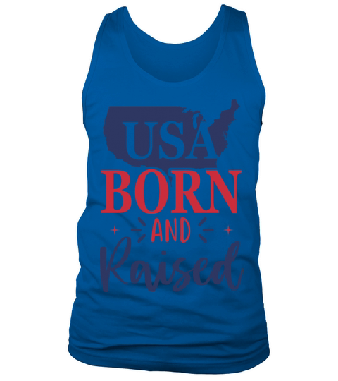 USA Born and Raised July Fourth American Map Men's Tank Top