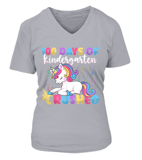 100 Days of Kindergarten Crushed Boys Cute Unicorn Women's V-Neck T-shirt