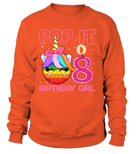 Birthday Girl Pop It 8th Birthday Unicorn Fidget Women's Sweatshirt