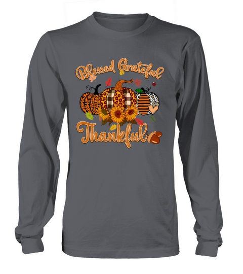 Blessed Grateful Thankful Pumpkin Autumn Women's Long Sleeve