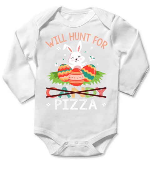 Pizza Kawaii Bunny Easter Day Easter Sunday Long Sleeve Baby One-Piece