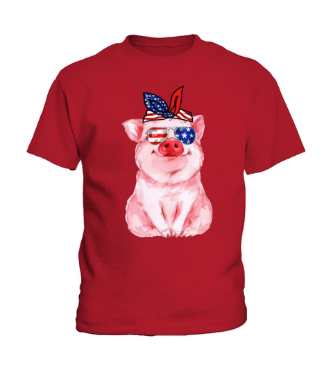 Vintage Patriot Pig Tshirt 4th of July American Kids T-Shirt