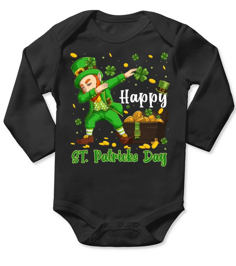 happy St. Patricks Day funny dabbing leprechaun shamrock shirt shirt Long Sleeve Baby One-Piece