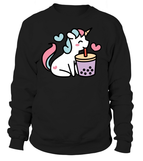 Cute Unicorn Sipping Bubble Tea - Kawaii Taro Boba Men's Sweatshirt