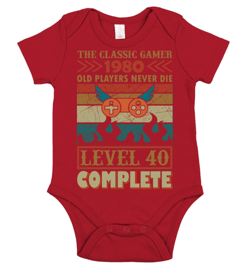 The classic gamer 1980 Level 40 complete Short Sleeve Baby One-Piece