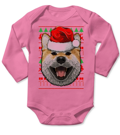 Christmas Shiba Inu Santa Hat Cute Dog Ugly Long Sleeve Baby One-Piece