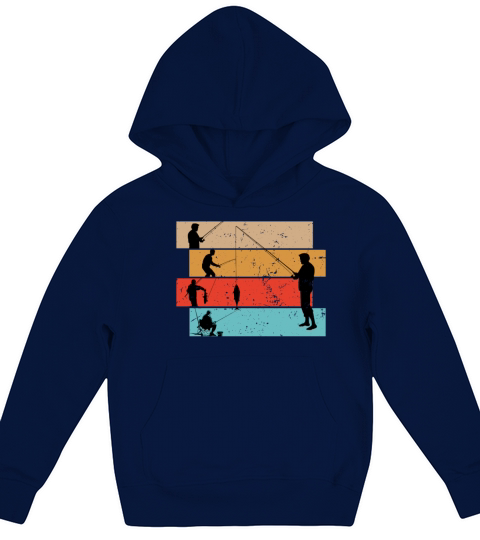 Fishing silhouette vintage Kids Hoodie