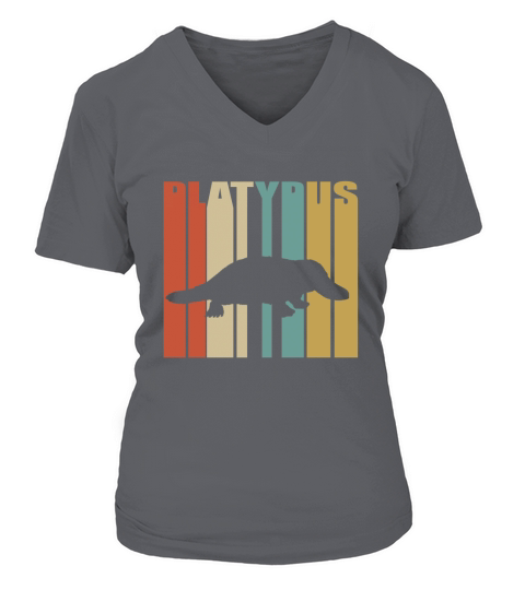 Silhouette d&#39;ornithorynque rétro vintage - Ladies V-Neck V-neck T-Shirt Woman