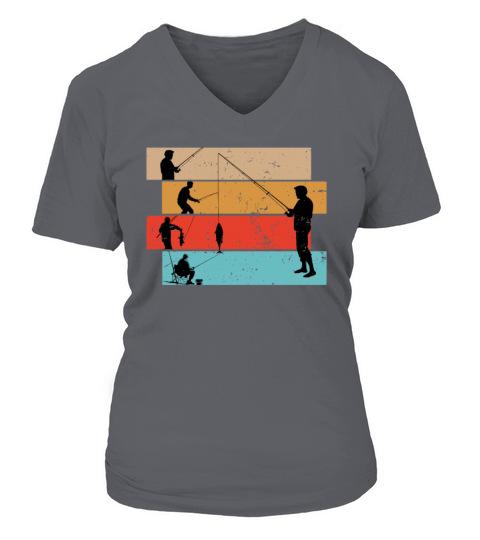 Fishing silhouette vintage Women's V-Neck T-shirt