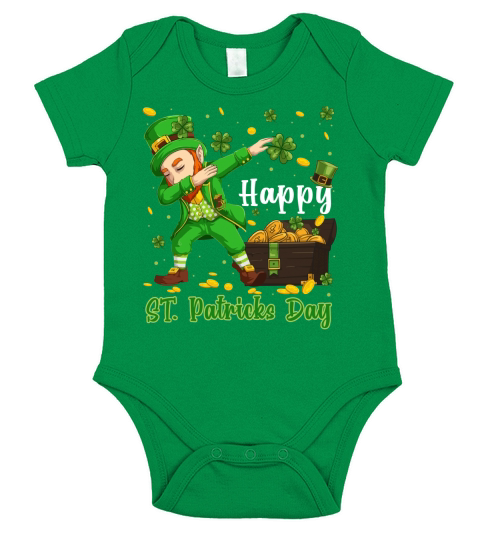 happy St. Patricks Day funny dabbing leprechaun shamrock shirt shirt Short Sleeve Baby One-Piece