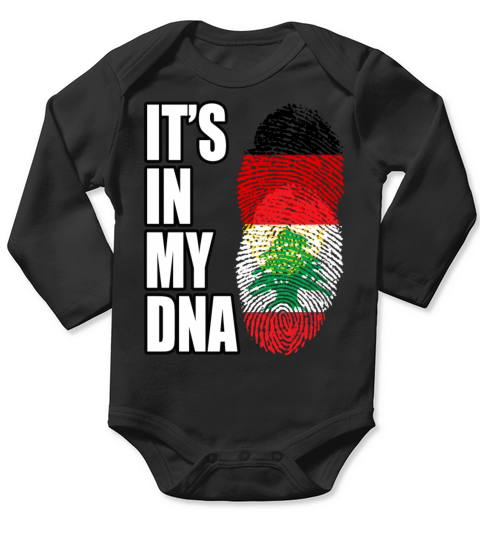 German And Lebanese Mix DNA Flag Heritage Long Sleeve Baby One-Piece