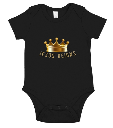 Jesus Reigns logo crown 2 Short Sleeve Baby One-Piece