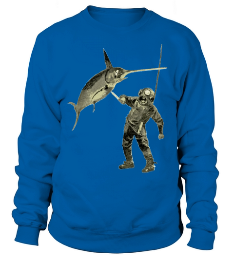 Vintage Diver with Diving Helmet and a Swordfish Men's Sweatshirt